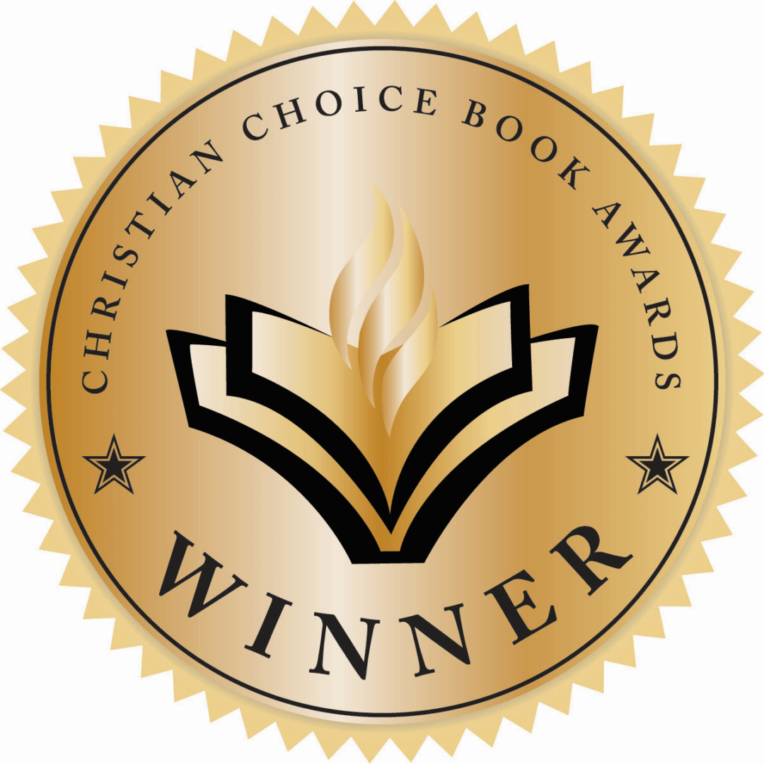 A gold seal with the words " christian choice book awards winner ".