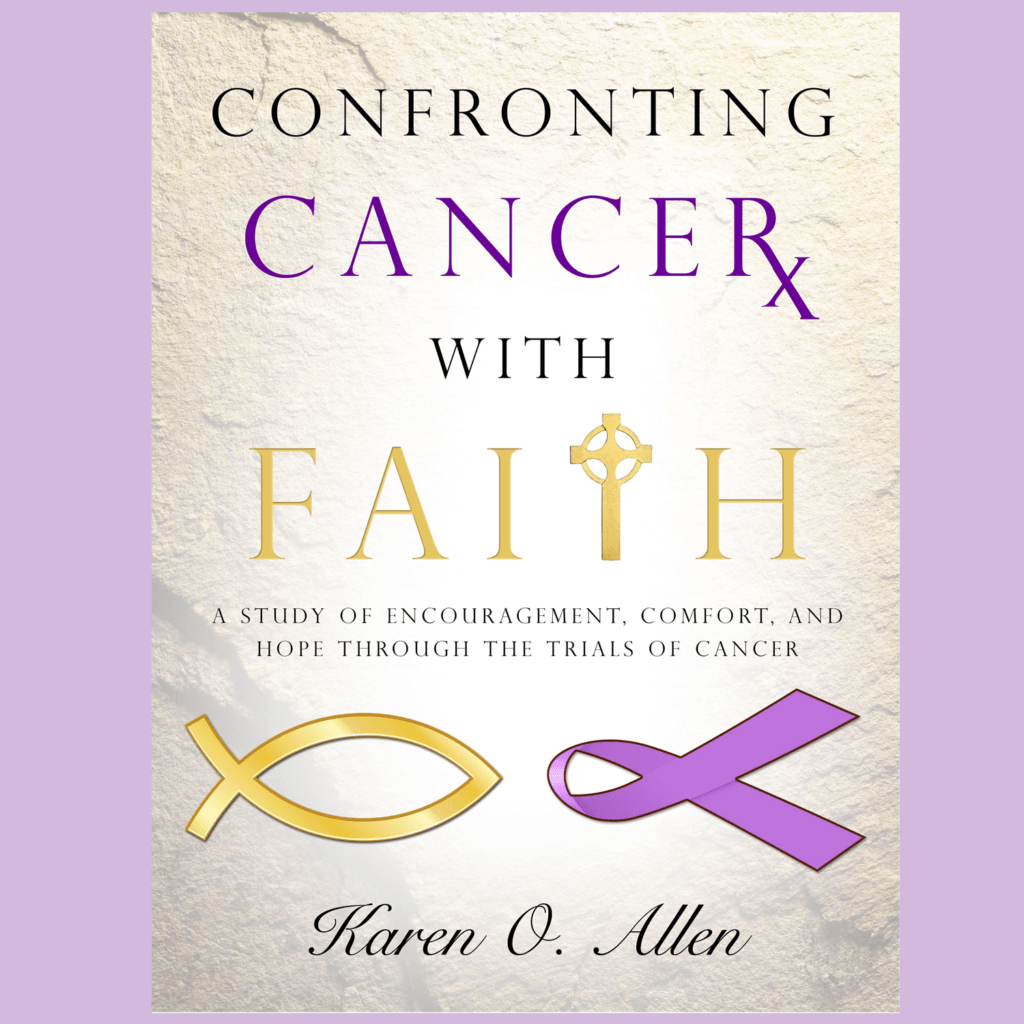 A book cover with two fish and the words " confronting cancer with faith."